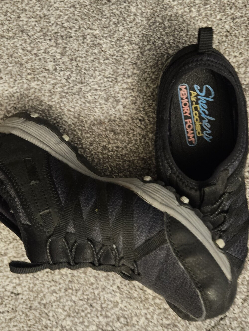 Skechers Black and Gray Slip-On Comfort Sneakers